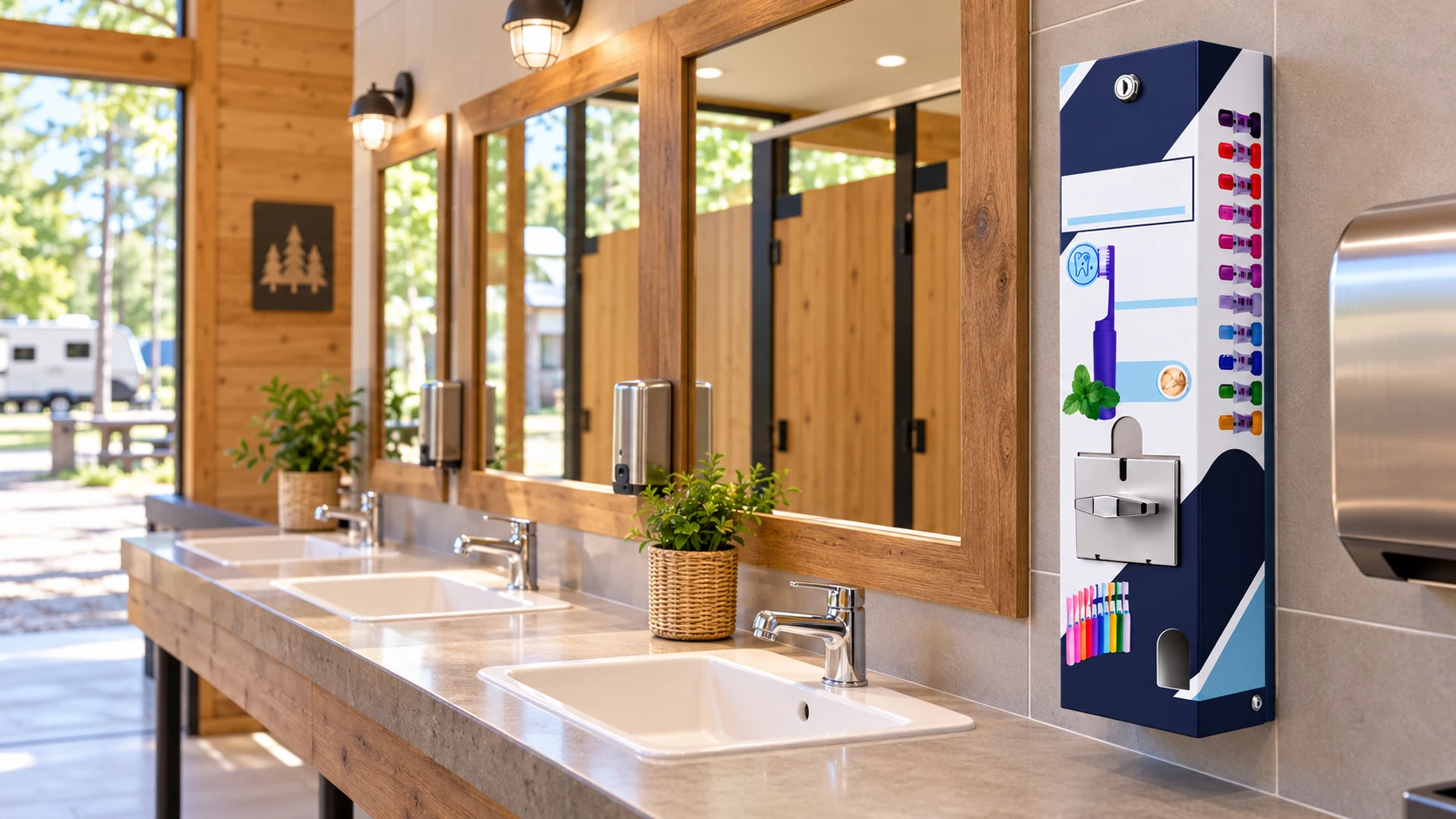 Original DIFRESH vending machine in camping restroom