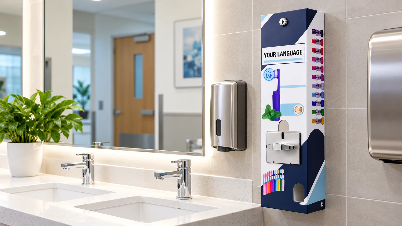 Original DIFRESH vending machine in clinic restroom