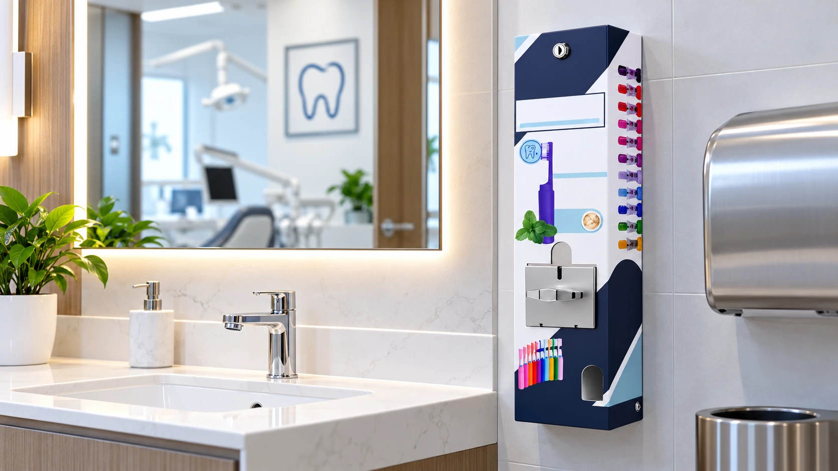 Original DIFRESH vending machine in dental clinics restroom