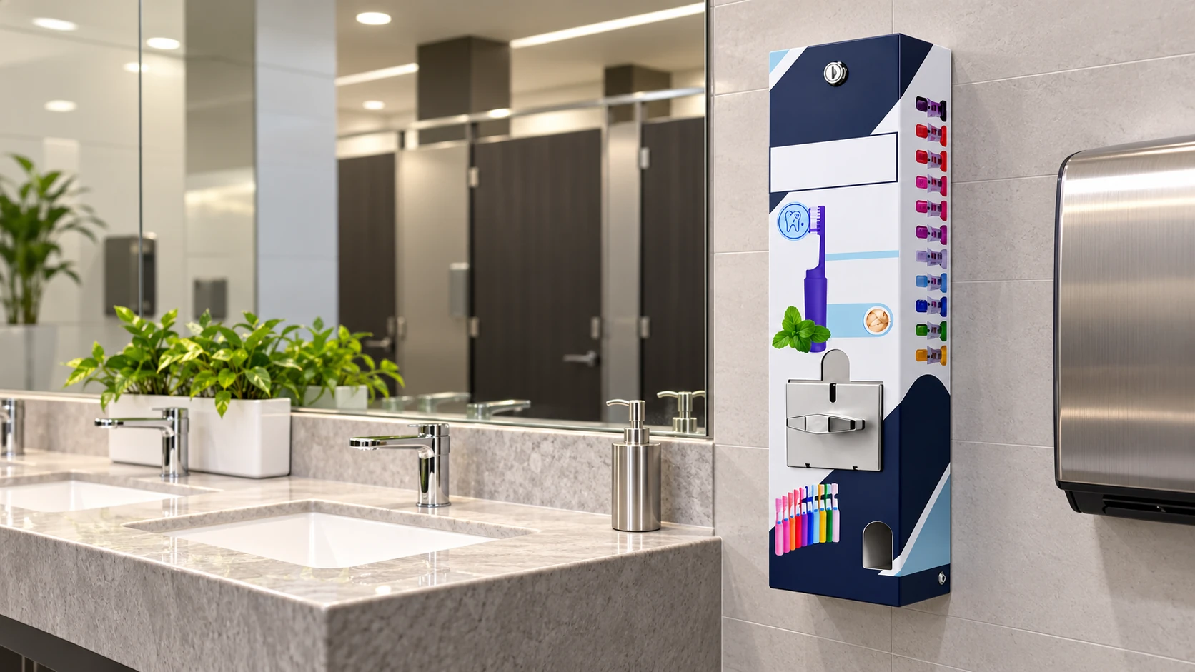 Original DIFRESH vending machine in office restroom